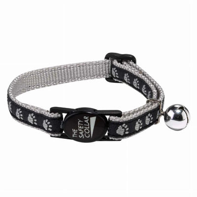 Meow Town Two-Tone Pawprint Cat Collar - 5 Colors, Black/1