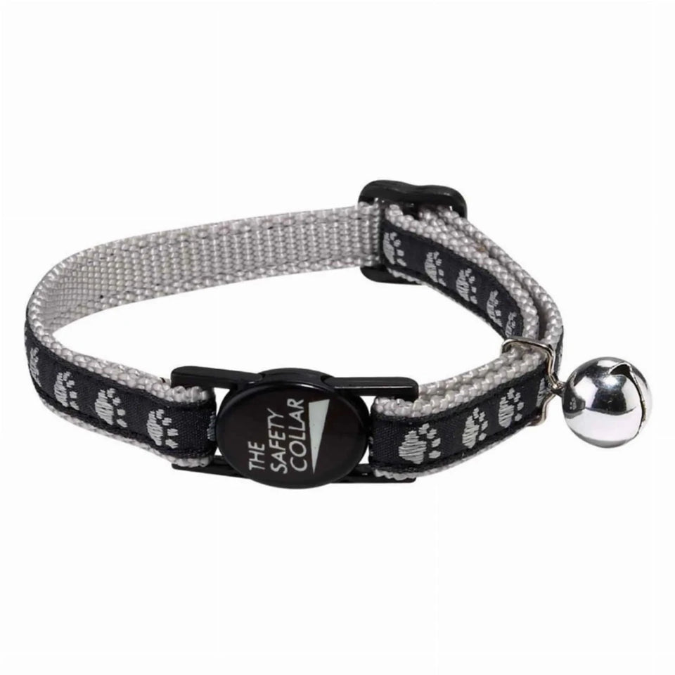 Meow Town Two-Tone Pawprint Cat Collar - 5 Colors, Black/1