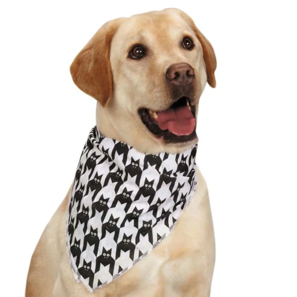 AR Houndstooth Bat Bandana Wht/Blk - Pets Perfect