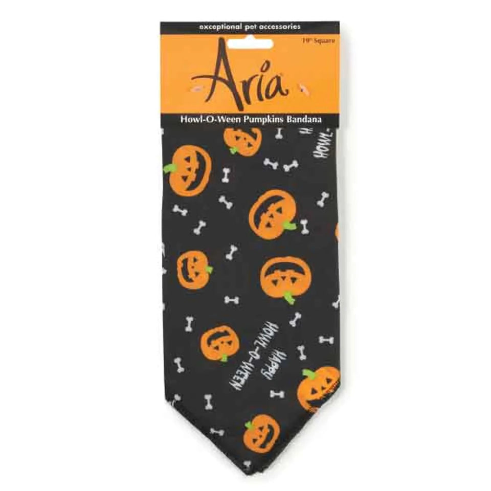 AR Howl-O-Ween Pumpkins Bandana Blk - Pets Perfect