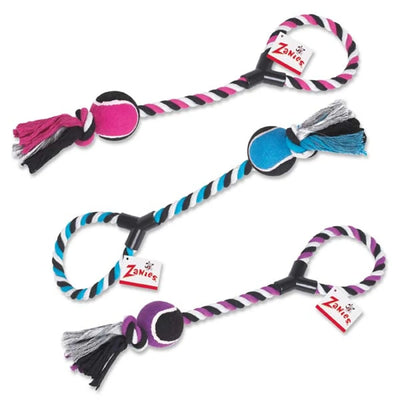 Zanies Tennis Toss Rope Dog Toy - Blue & Purple, 1