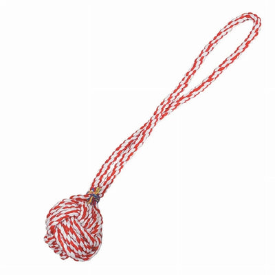 ZA Monkeys Fist Knot Rope, 15 in Red/White