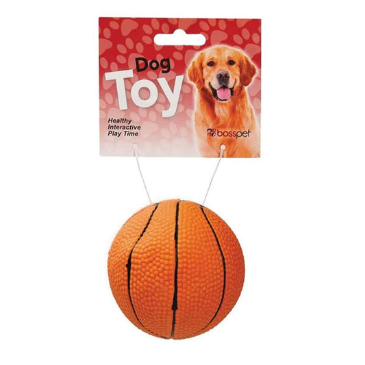 Latex Basketball Squeaky Dog Toy - Bouncy Fetch Ball for Interactive Play