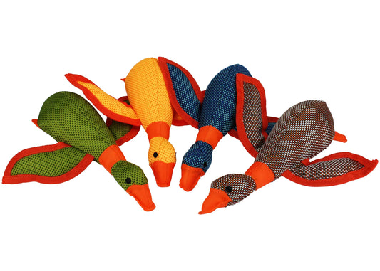 Multipet Dazzle Ducks Plush Squeaky Dog Toy - Vibrant Nylon Duck for Small & Medium Dogs