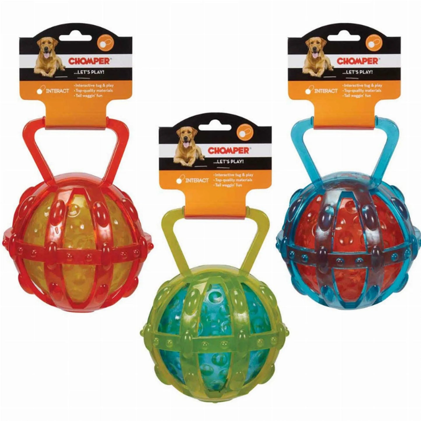 Chomper TPR Cage Ball Dog Toy - Durable Transparent Chew Toy with Rope for Interactive Play - Pets Perfect