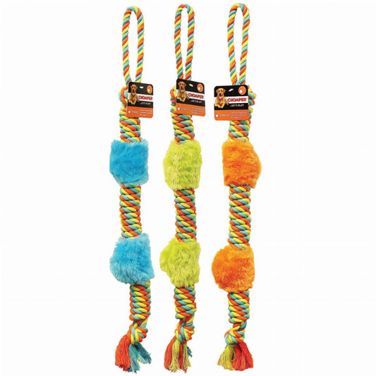 Chomper Plush Rope Tug Dog Toy - Soft Plush & Cotton Rope Combo - Gentle Tug & Cuddle Toy