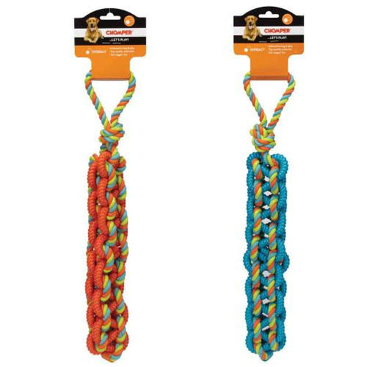 Chomper Braided TPR Rope Tug Dog Toy - Rubber Core with Rope Braid - Aggressive Chewer Tug Toy