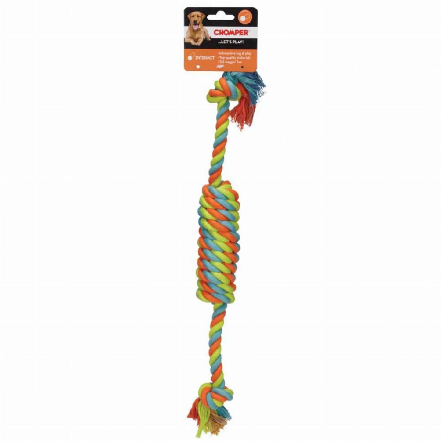 Chomper Rope Tugger Dog Toy - Durable Cotton Tug-of-War Toy - Interactive Play & Dental Health