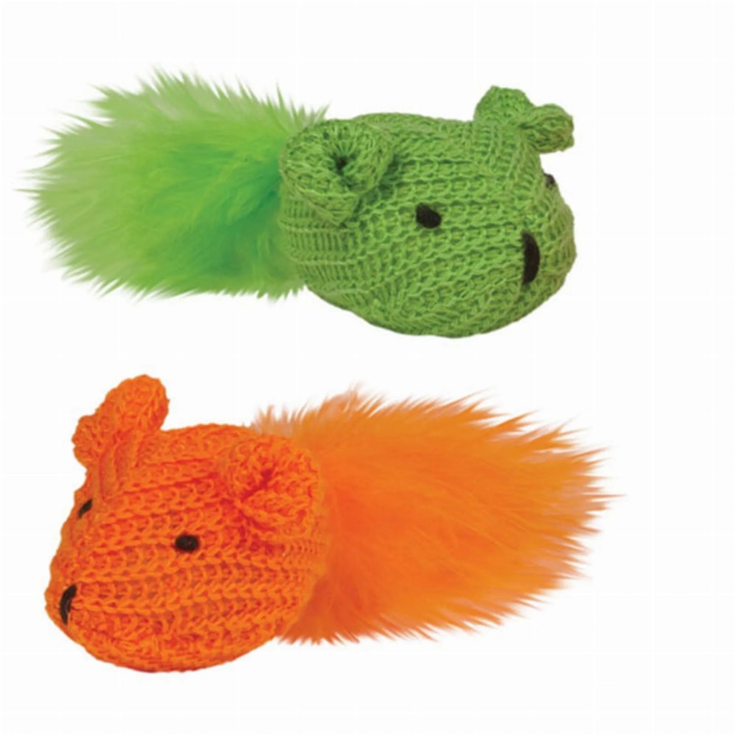 KB Knit Mouse with Feather 2Pk - Pets Perfect