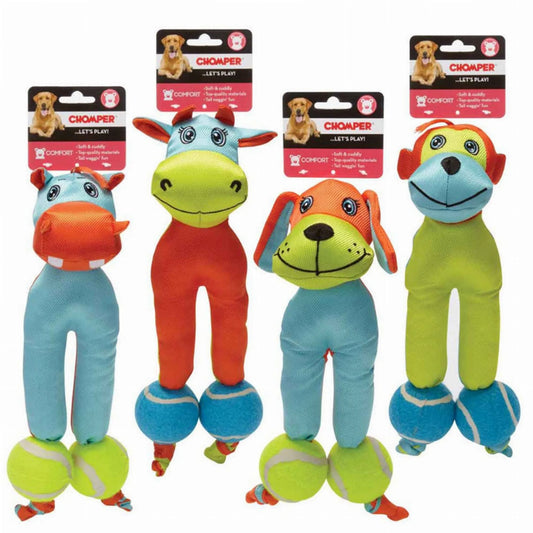 Chomper Tennis Tots Monkey Puppy Toy - Rope & Tennis Ball Tug for Small Dogs & Puppies