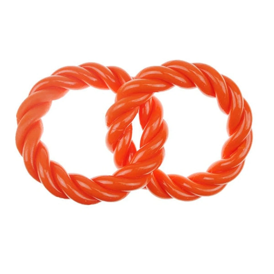 Infinity TPR Dual Ring Dog Toy - Blue & Orange, view 5