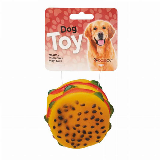 Vinyl Hamburger Dog Toy - Squeaky Chew Toy for Small to Medium Dogs - Pets Perfect