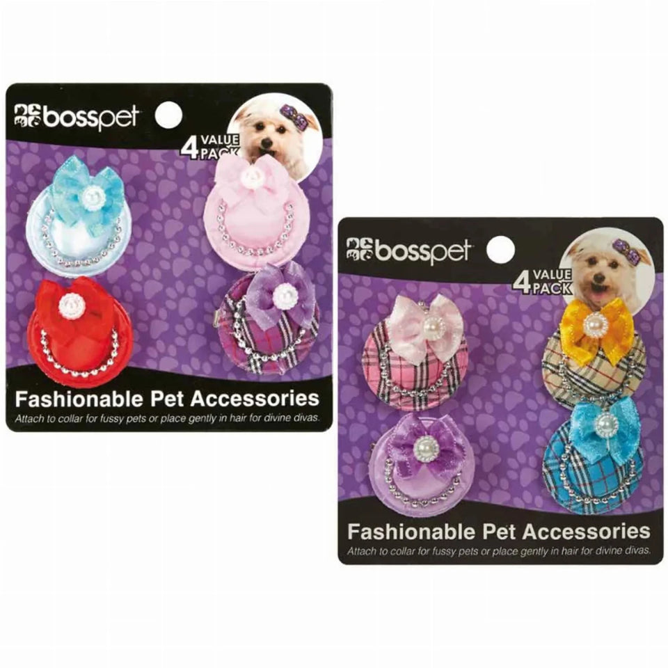 4 Pc Hat Bow W Clip On Card - Pets Perfect