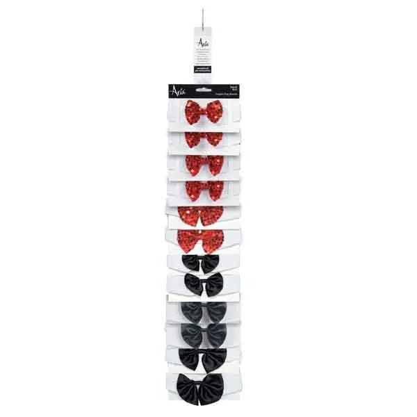 AR Red & Black Bowtie Clip Strip 12Pcs - Pets Perfect