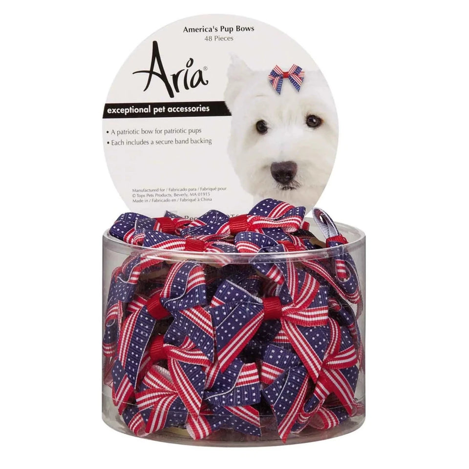 AR Americana Pup Bow Canister 48Pc - Pets Perfect