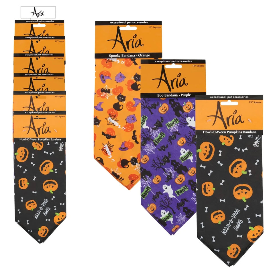 AR Halloween Bandanas 12Pc Clip Strip - Pets Perfect