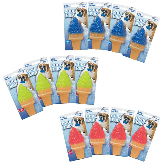 Cool Pup Mini Ice Cream Cone Dog Toys - 12 Pack Durable TPR Chew Toys for Small to Medium Dogs