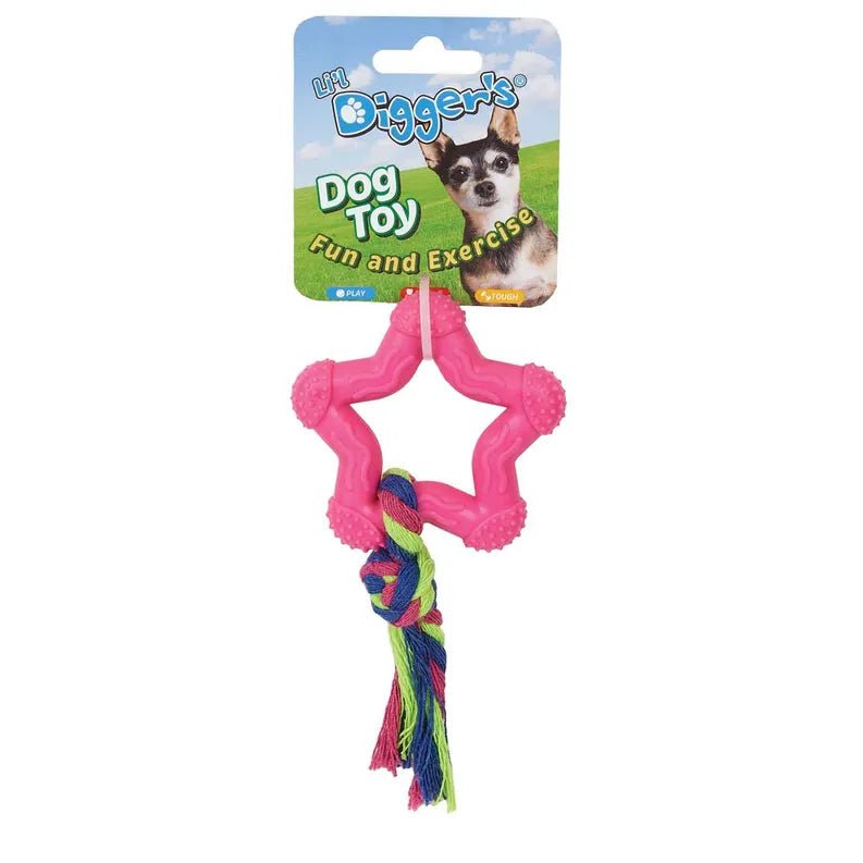 DGR TPR Star and Rope Dog Toy Pink - Pets Perfect