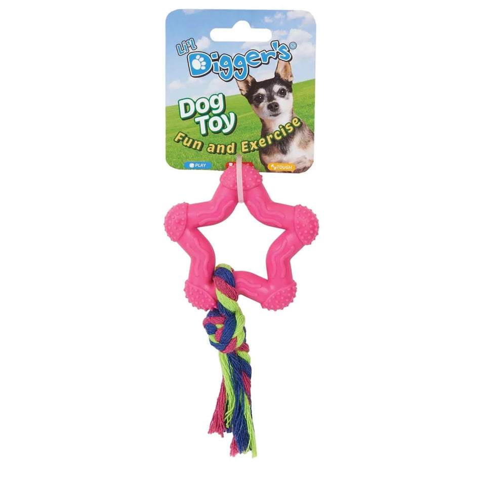 DGR TPR Star and Rope Dog Toy Pink - Pets Perfect