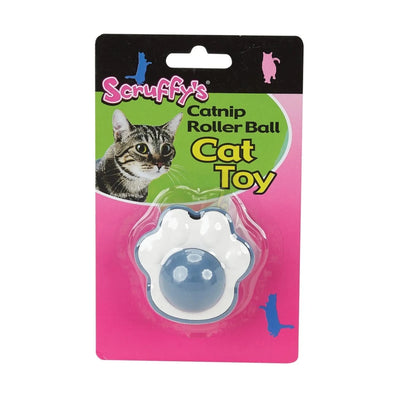 SFY Catnip Roller Ball Paw Blu/Wht - Pets Perfect