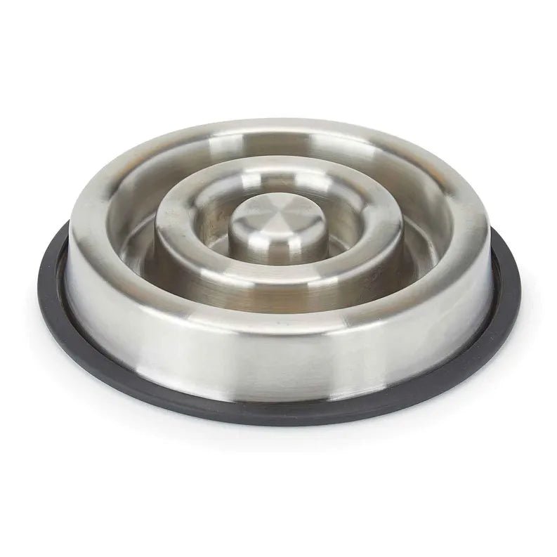 Proselect Heavy-Duty Stainless Steel Slow-Feeder Dog Bowl Small - Pets Perfect