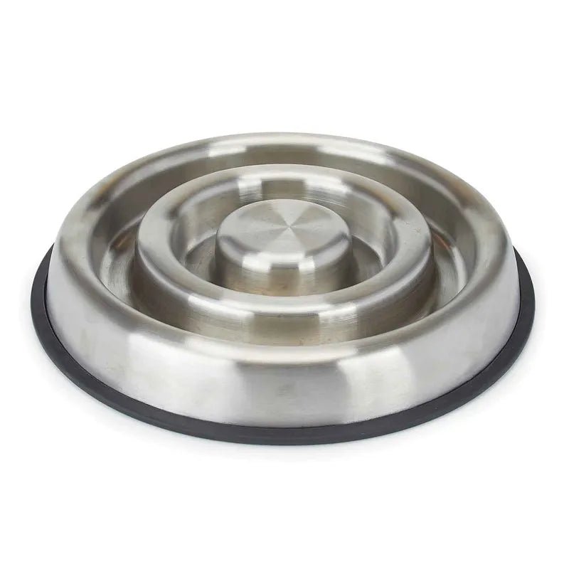 Proselect Heavy-Duty Stainless Steel Slow-Feeder Dog Bowl Large - Pets Perfect