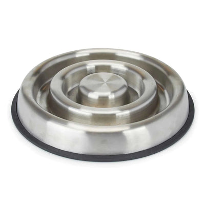Proselect Heavy-Duty Stainless Steel Slow-Feeder Dog Bowl Large - Pets Perfect