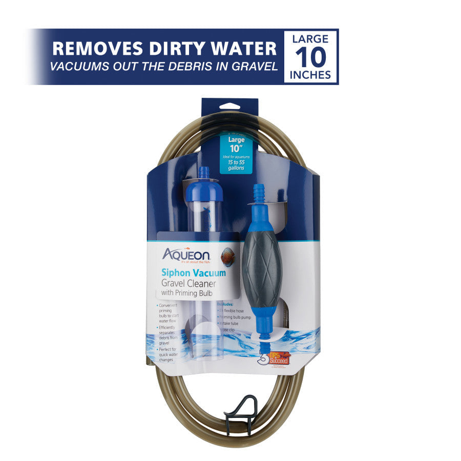 Aqueon Aquarium Siphon Vacuum Aquarium Gravel Cleaner With Bulb Large - 10 in