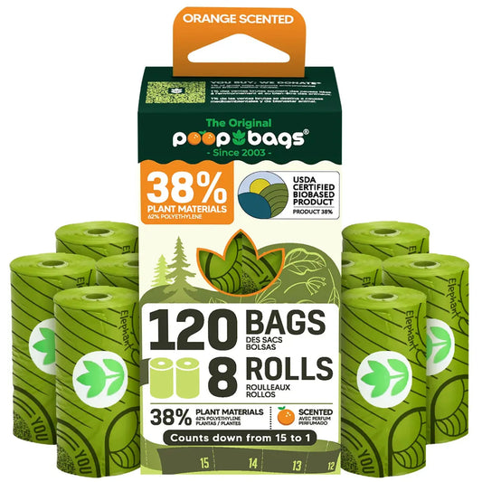 The Original Poop Bags Orange Scented USDA Biobased Rolls - Pets Perfect