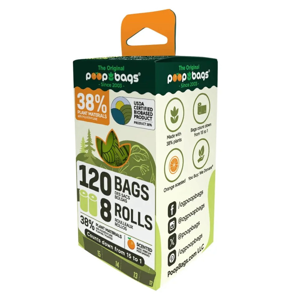 The Original Poop Bags Orange Scented USDA Biobased Rolls - Pets Perfect