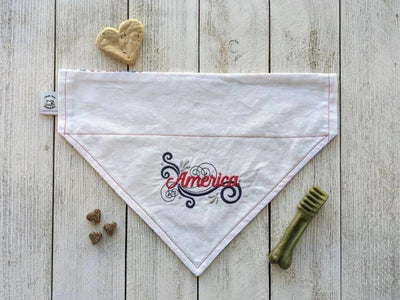 LambMa Embroidered Over-Dog Collar Dog Bandana - Handmade Slide-On, Made in USA - Pets Perfect
