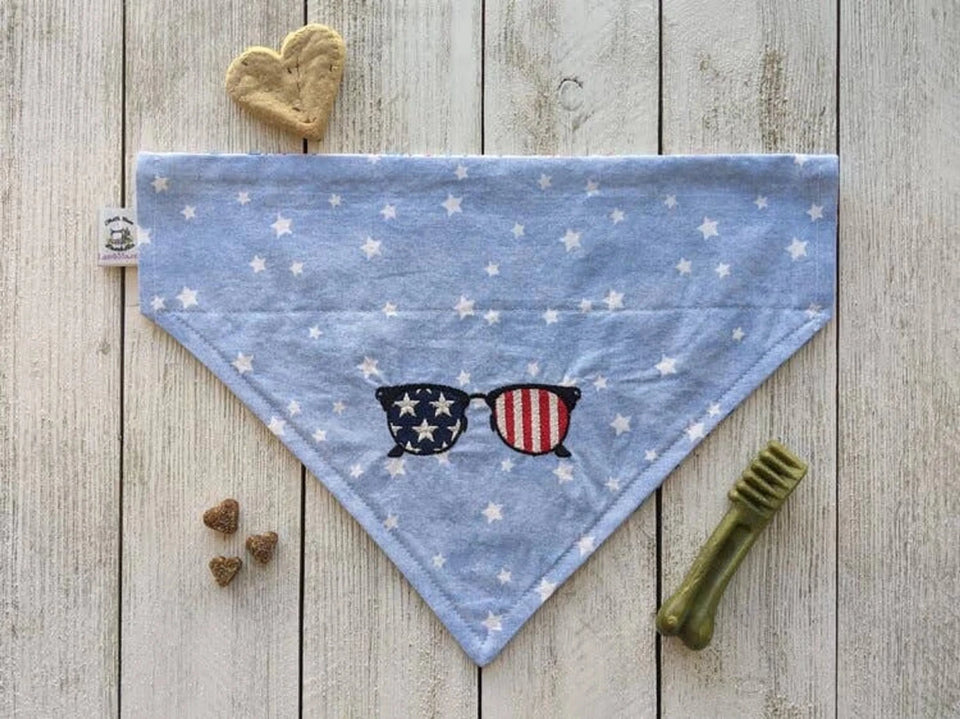 LambMa Embroidered Over-Dog Collar Dog Bandana - Handmade Slide-On, Made in USA - Pets Perfect
