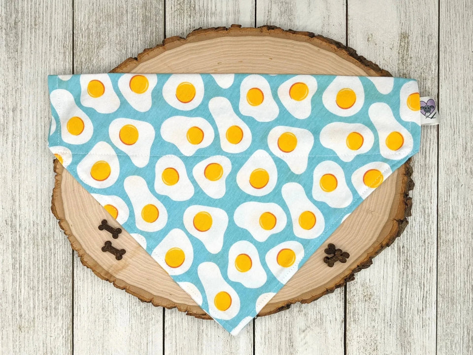 Sunny Side Up Eggs No-Tie Dog Collar Bandana - Handmade Slide-On, LambMa - Pets Perfect