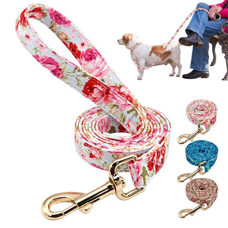 Nylon Floral Dog Walking Rope - Stylish And Sturdy Leash For Your Pup - Pets Perfect