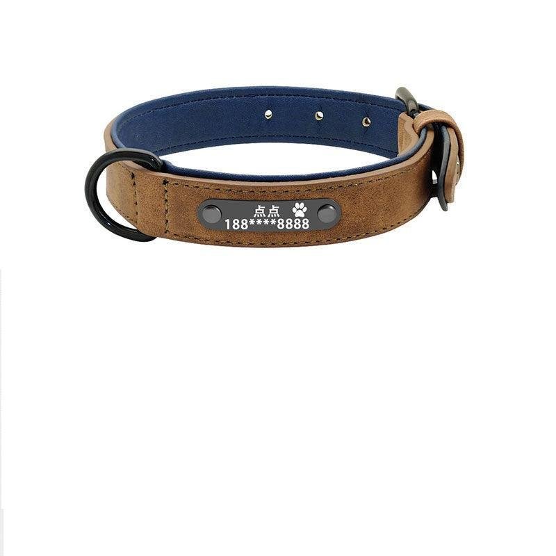 Personalized Leather Dog Collar with Anti - Lost Lettering - Custom Engraved ID Collar for All Sizes - Pets Perfect