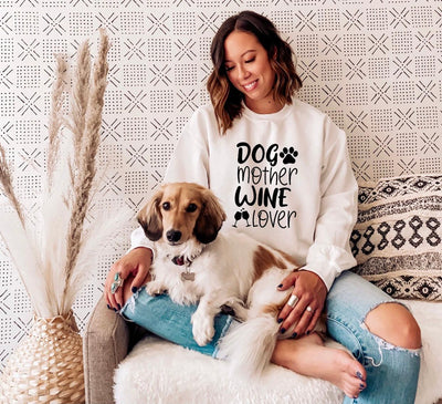 Dog Mom Wine Lover Sweatshirt - Fur Mama Gift for Dog Lovers, Green