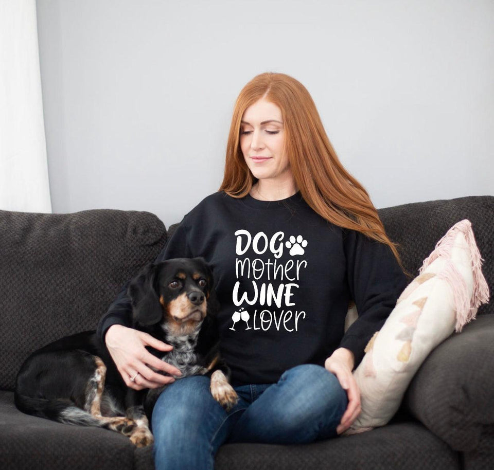 Dog Mom Wine Lover Sweatshirt - Fur Mama Gift for Dog Lovers, Pink, view 4