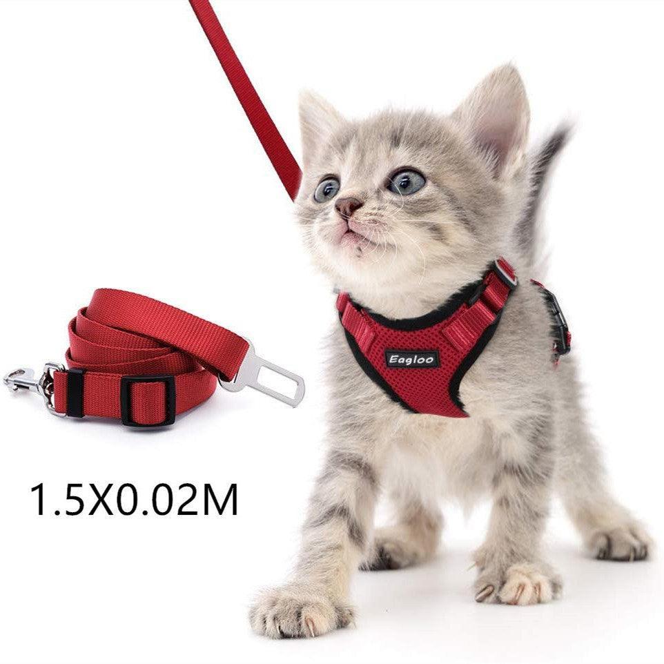 Escapeguard Cat Vest Harness And Car Seat Belt Adapter - Adjustable, Reflective, And Escape - Proof Harness For Cats And Small Dogs - Pets Perfect