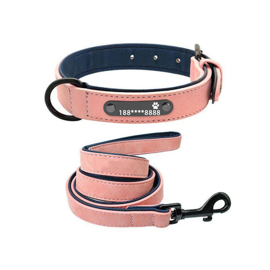 Personalized Leather Dog Collar with Anti-Lost Lettering - Custom Engraved ID Collar for All Sizes