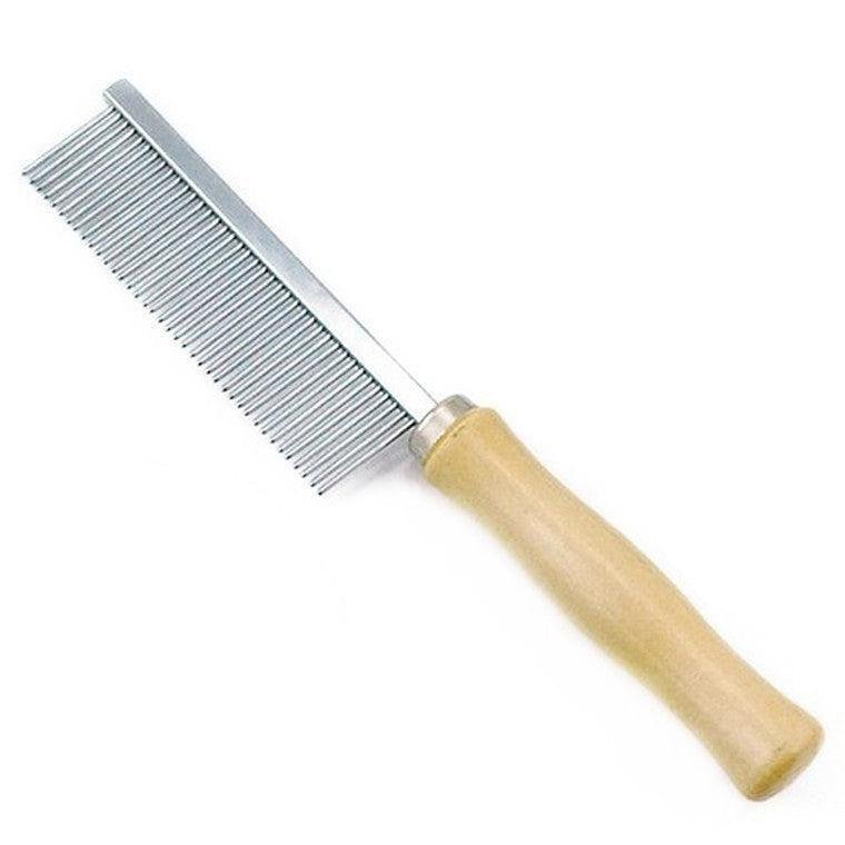 Wooden Handle Steel Comb - 40 - Tooth Single - Row Detangling Comb for Dogs - Pets Perfect