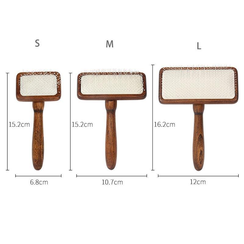 Wooden Handle Rake Comb - Undercoat Detangling Tool for Dogs