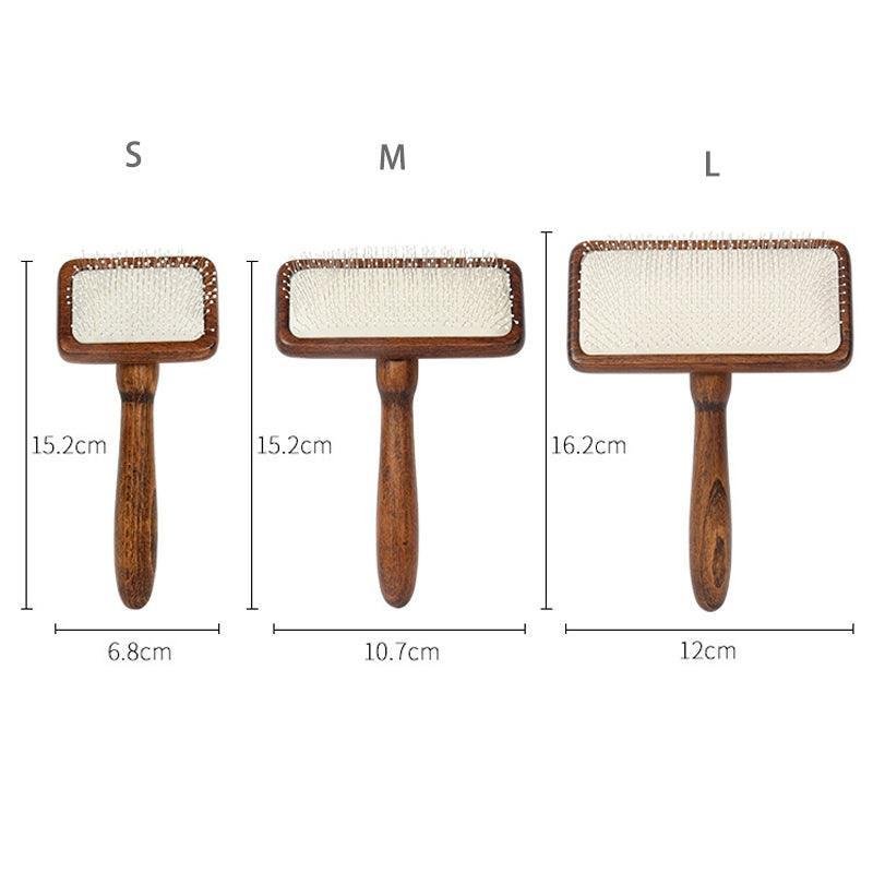 Wooden Handle Rake Comb - Undercoat Detangling Tool for Dogs - Pets Perfect