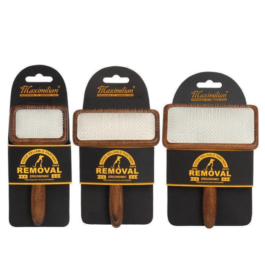 Wooden Handle Rake Comb - Undercoat Detangling Tool for Dogs