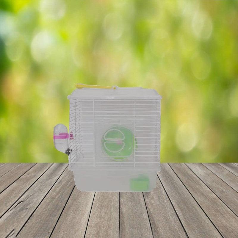 Golden Silk Bear Hamster Palace: Portable Cage With Heightened Plastic Cover And Transparent Crystal Small Garden.