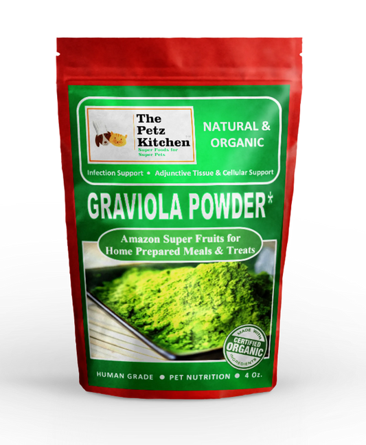 The Petz Kitchen Organic Graviola Leaf & Stem Powder - Tissue & Cellular Wellness Support for Dogs & Cats