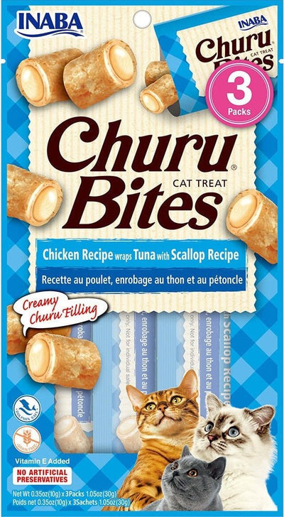 Inaba Churu Bites Cat Treats Tuna/Scallop .35 oz. 3 ct 6 ct