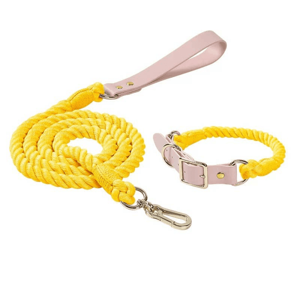 Luxe Royal Pink Leather Dog Rope Dog Leash and Dog Collar Set, Macaron, view 15