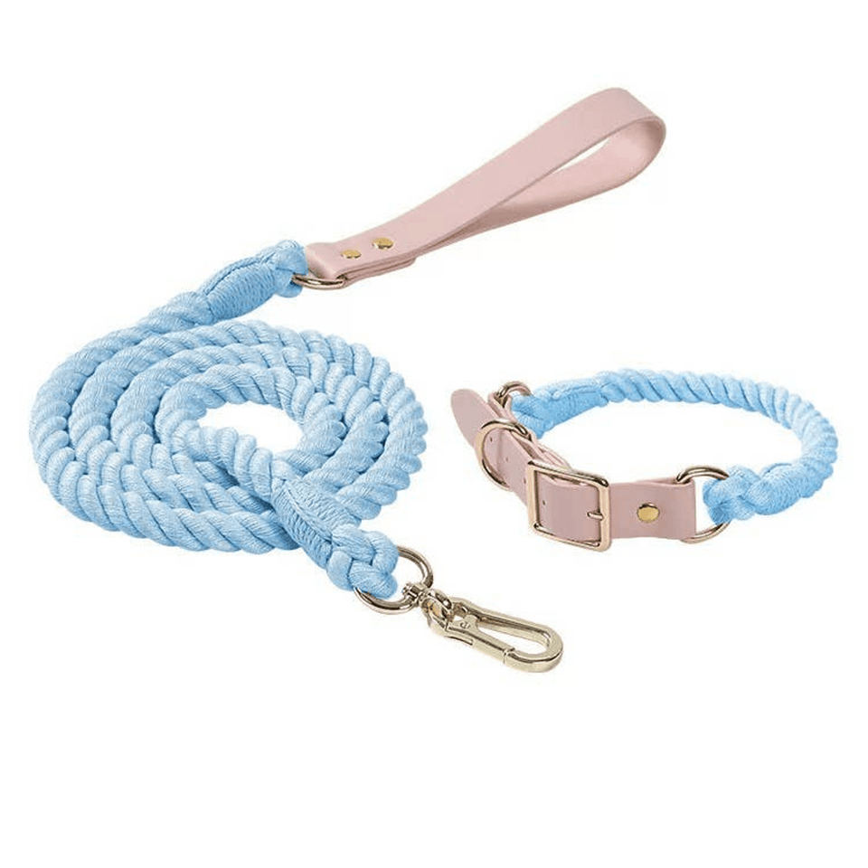 Luxe Royal Pink Leather Dog Rope Dog Leash and Dog Collar Set, Rainbow, view 33