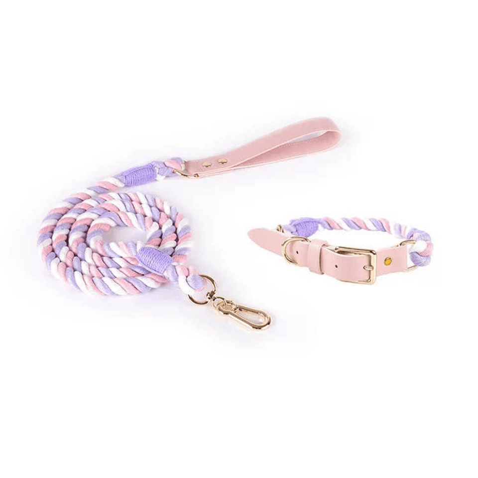 Luxe Royal Pink Leather Dog Rope Dog Leash and Dog Collar Set, Mint Green, view 25
