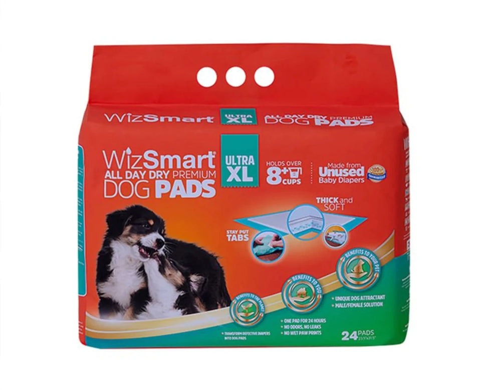 WizSmart All Day Dry Dog Pads Ultra X-Large 24 ct 4 ct - Pets Perfect